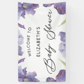 Aquarell Iris Bläserner Frühlingsgarten Willkommen Banner (Vertikal)