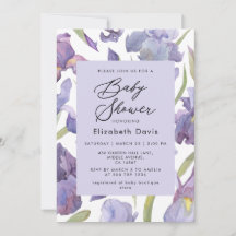 Aquarell Iris Bloral Spring Garden Baby Dusche