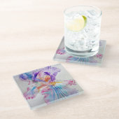 Aquarell Iris Blume Malerei Kunst Glasuntersetzer (Schrägansicht)