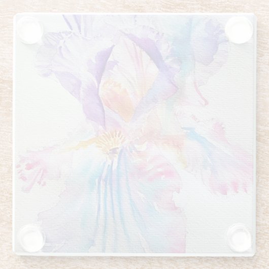 Aquarell Iris Blume Malerei Kunst Glasuntersetzer (Rückseite)