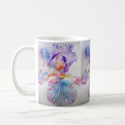Aquarell Iris Blume Malerei Kunst Kaffeetasse (Links)