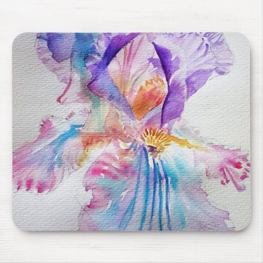 Aquarell Iris Blume Malerei Kunst Mousepad (Vorne)