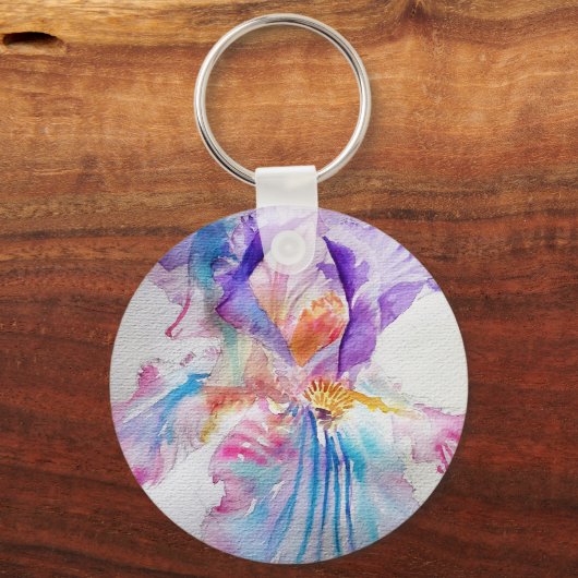 Aquarell Iris Blume Malerei Kunst Schlüsselanhänger (Vorderseite)