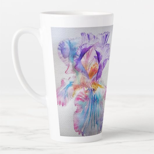 Aquarell Iris Blume Malerei Kunst verleiht Kaffee Milchtasse (Links)