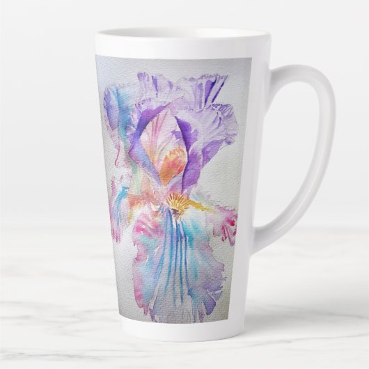 Aquarell Iris Blume Malerei Kunst verleiht Kaffee Milchtasse (Rechts)