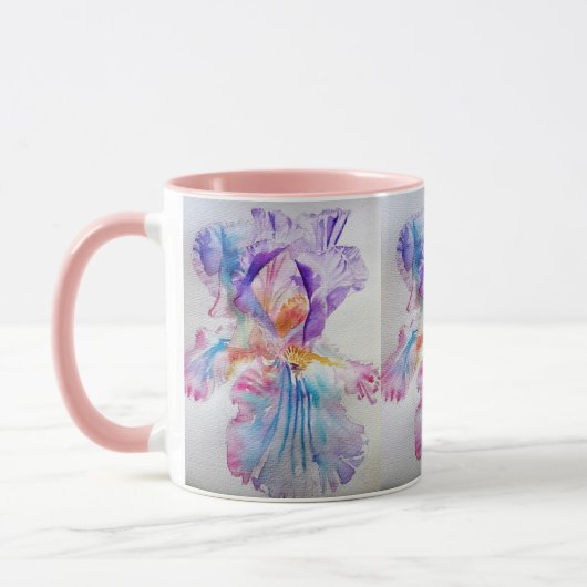 Aquarell Iris Blume Malerei Kunst verleiht Kaffee Tasse (Links)