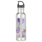 Aquarell Iris Blume Malerei Kunst verleiht Lila Re Edelstahlflasche (Rückseite)