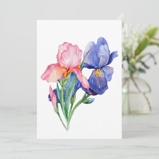 Aquarell Iris Danke Karte. (Stehend Vorderseite)