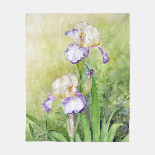 Aquarell-Iris Fleecedecke (Vorderseite)