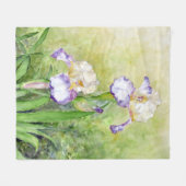 Aquarell-Iris Fleecedecke (Vorderseite (Horizontal))