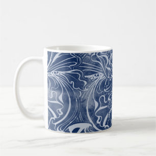 Aquarell-Iris: Indigo-Vintage-Jugendstil Kaffeetasse