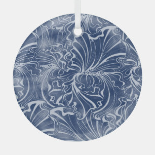Aquarell-Iris: Indigo-Vintage-Jugendstil Ornament Aus Glas