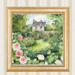 Aquarell-Irisches Landhaus Fotodruck
