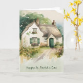 Aquarell Irish Hütte Happy St. Patrick's Day Karte (Gelbe Blume)