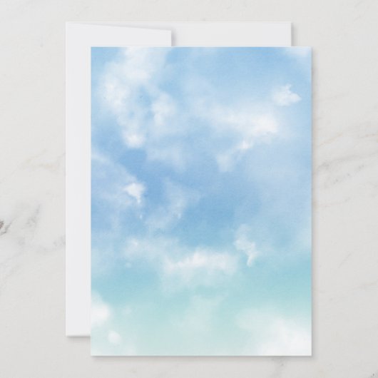 Aquarell ist Junge Blue Boho Kinderzimmer Baby Sho Einladung (Rückseite)