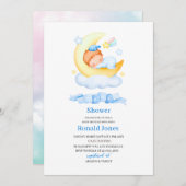 Aquarell ist Junge Blue Boho Kinderzimmer Baby Sho Einladung (Vorne/Hinten)