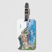 Aquarell Italienische Amalfiküste Name Gepäckanhänger (Vorderseite Vertikal)