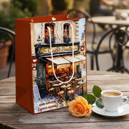 Aquarell-Italienisches Café Mittlere Geschenktüte