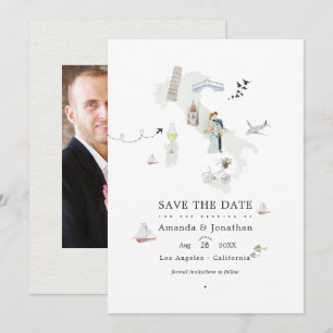 Aquarell-Italienisches Hochzeitsfoto Save The Date