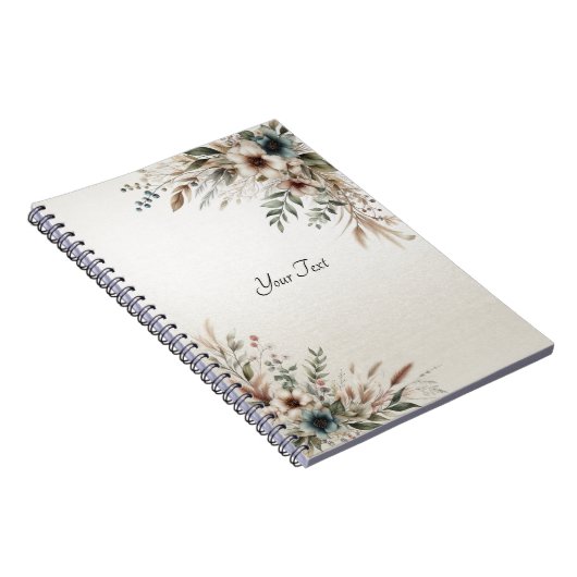 Aquarell Ivory Blue Flowers Notebook Notizblock