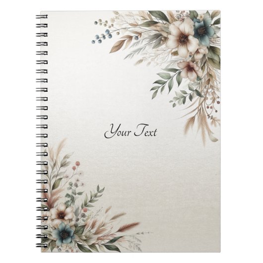 Aquarell Ivory Blue Flowers Notebook Notizblock (Vorderseite)