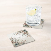 Aquarell Ivory Blue Flowers Paper Untersetzer (Vor Ort)