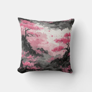 Aquarell Japanische Kirschblüte Rosa Kissen