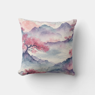 Aquarell Japanische Kunst Kirschblüten Pastell Kissen
