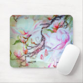 Aquarell-japanische Orchideen-weißes rosa Blumen Mousepad (Mit Mouse)