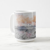 Aquarell Japanische Pagode & Fuji Kaffeetasse (Vorderseite Links)