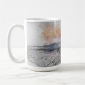 Aquarell Japanische Pagode & Fuji Kaffeetasse (Links)