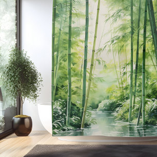 Aquarell Japanischer Bambuswald Duschvorhang
