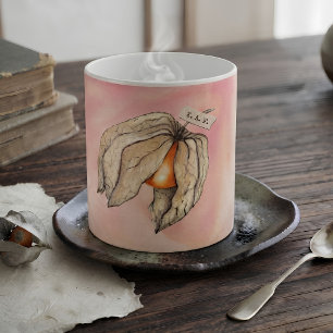 Aquarell-Japanischer Hozuki-Botanik Tasse