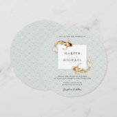 Aquarell Japanischer Koi Fisch Hochzeit Einladung (Vorne/Hinten)