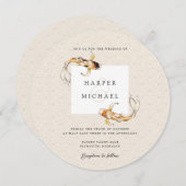 Aquarell Japanischer Koi Fisch Hochzeit Einladung (Vorne/Hinten)