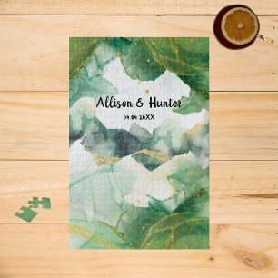 Aquarell-Jigsaw-Puzzle in Frühlingsgrün Puzzle