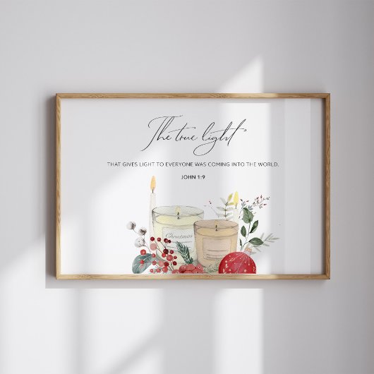 Aquarell John 1:9 Weihnachtsbibels Poster