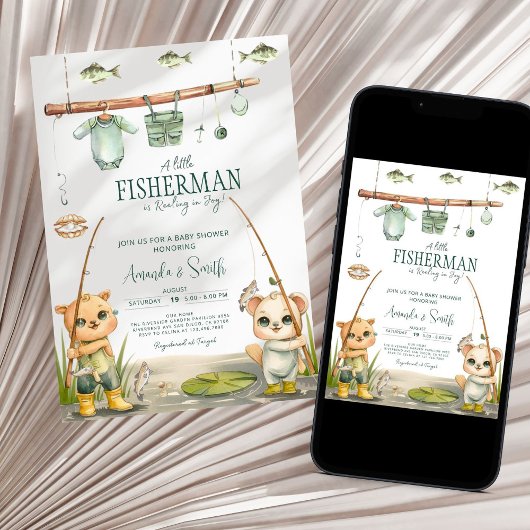 Aquarell Junge Babydusche Einladung