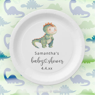 Aquarell-Junge-Dinosaurier-Baby-Party Pappteller