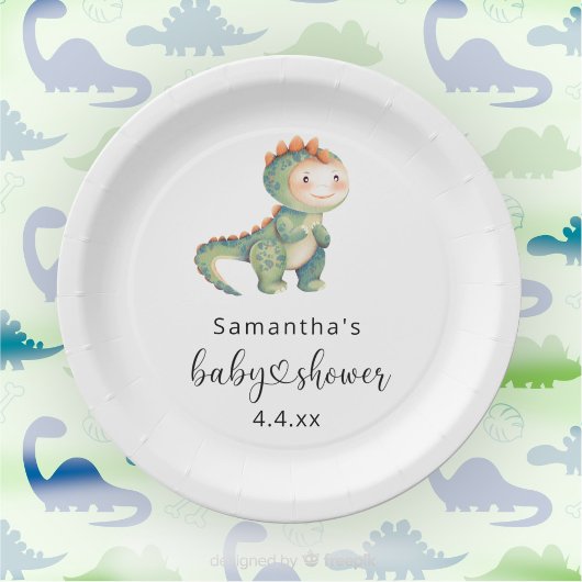 Aquarell-Junge-Dinosaurier-Baby-Party Pappteller