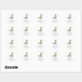 Aquarell-Junge-Dinosaurier-Baby-Party Runder Aufkleber (Blatt)