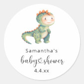 Aquarell-Junge-Dinosaurier-Baby-Party Runder Aufkleber (Vorderseite)