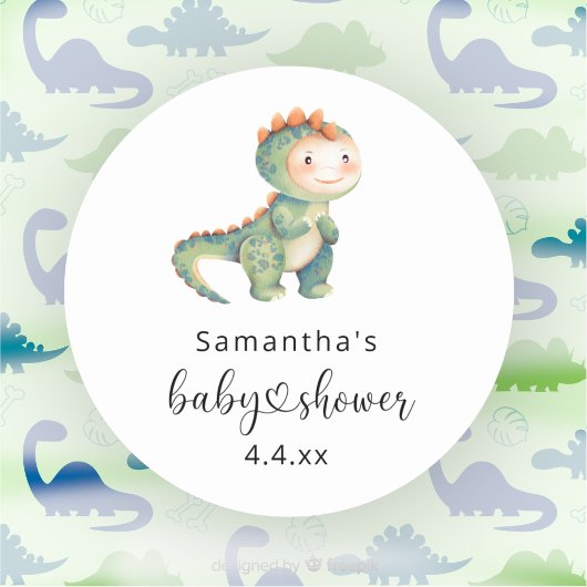 Aquarell-Junge-Dinosaurier-Baby-Party Runder Aufkleber