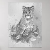 Aquarell Junger Puma Berglöwe Tier Kunst Poster (Vorne)