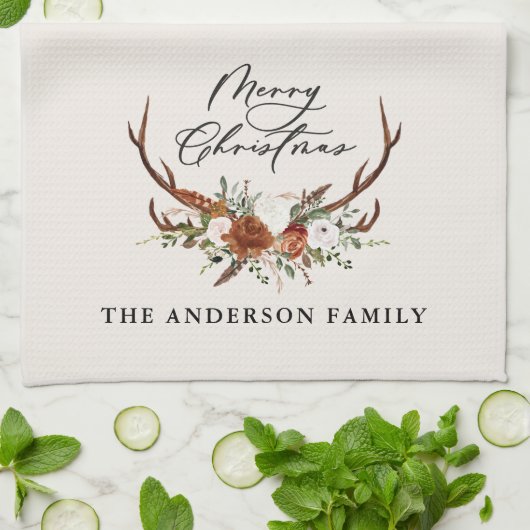 Aquarell Junggebliebene frohe Weihnachten Geschirrtuch (Gefaltet)