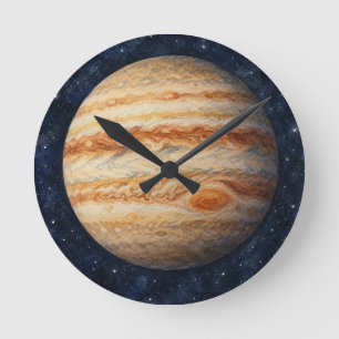 Aquarell Jupiter  Runde Wanduhr