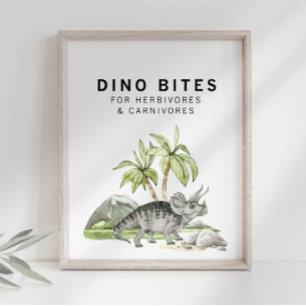 Aquarell Jurassic Dino Bites Schild