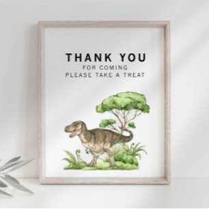 Aquarell-Jurassic-Dinosaurier-Dankeschön-Schild Poster
