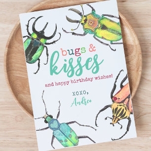 Aquarell-Käfer-Geburtstagskarte mit Bugs und Küsse Feiertagskarte