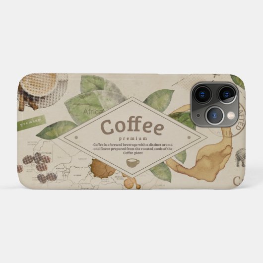 Aquarell-Kaffee-Collage Case-Mate iPhone Hülle (Rückseite (Horizontal))